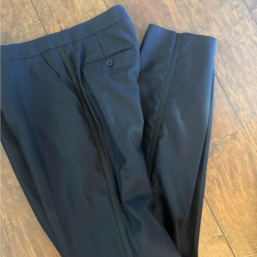 Martin Greenfield Tuxedo Navy Pants with Black Stripe